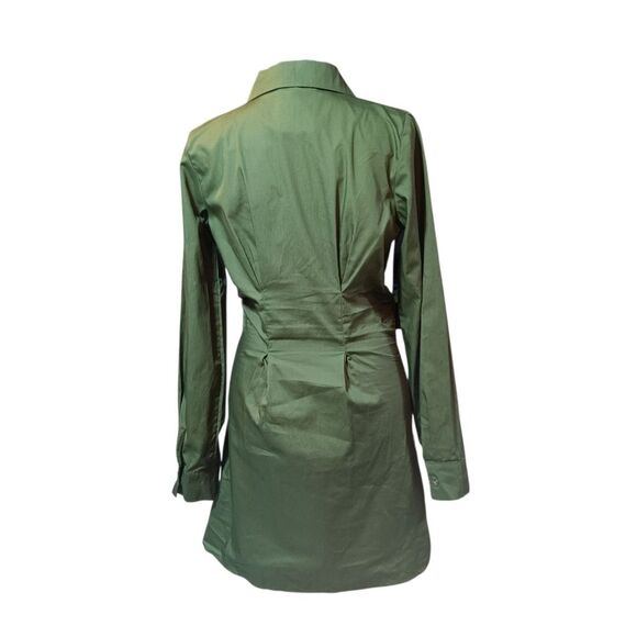 NWT GB Dillard's Olive Green Button-Up Shirt Corset Dress Sz XS Cotton - Picture 2 of 8